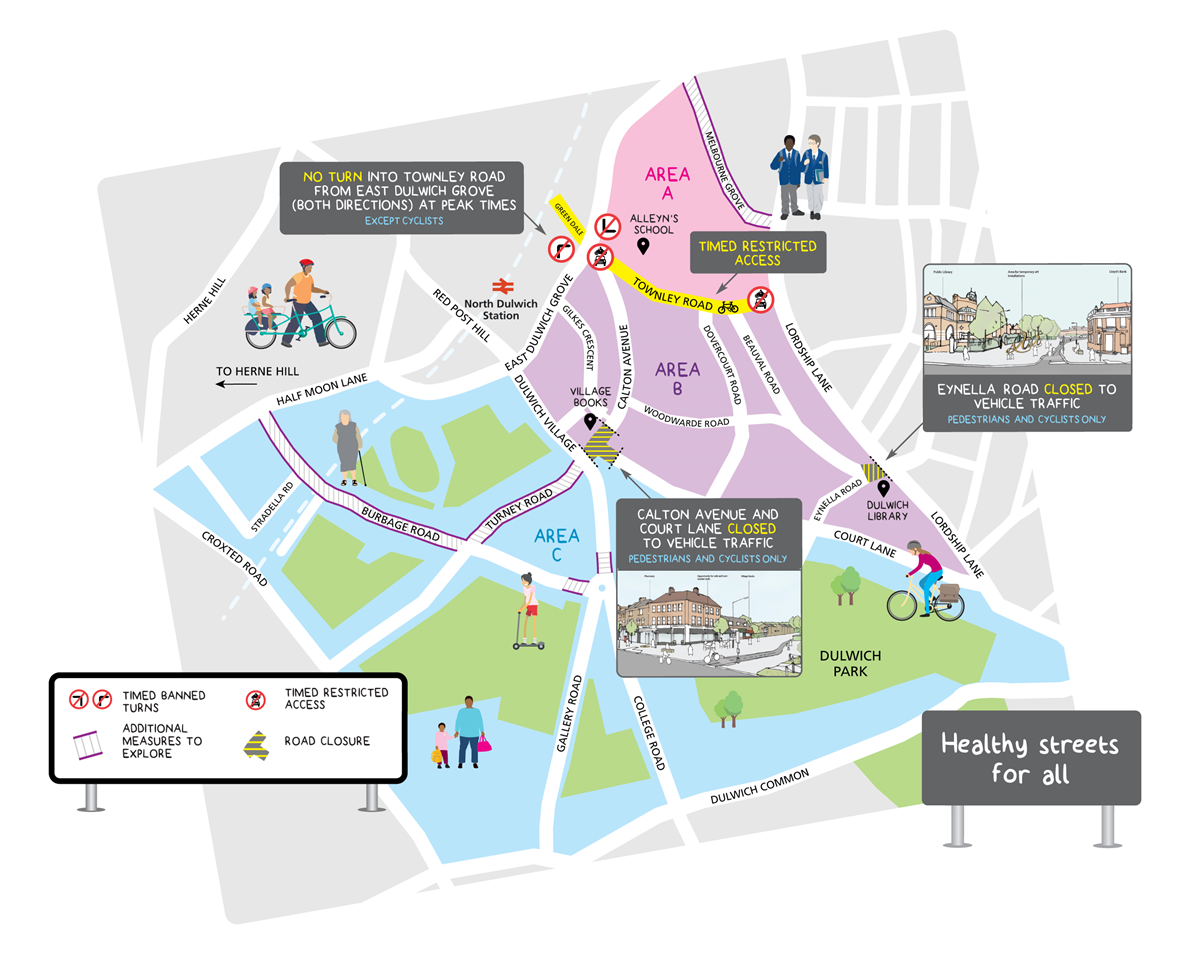 Road map of Dulwich healthy streets